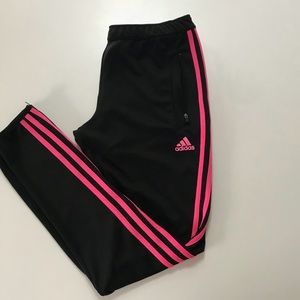 Adidas pink stripe jogger pants